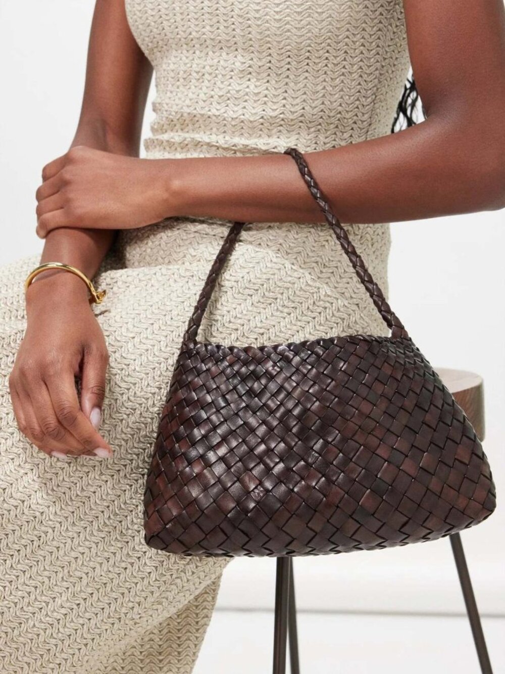 Dragon Diffusion Rosanna woven leather shoulder bag in burgundy